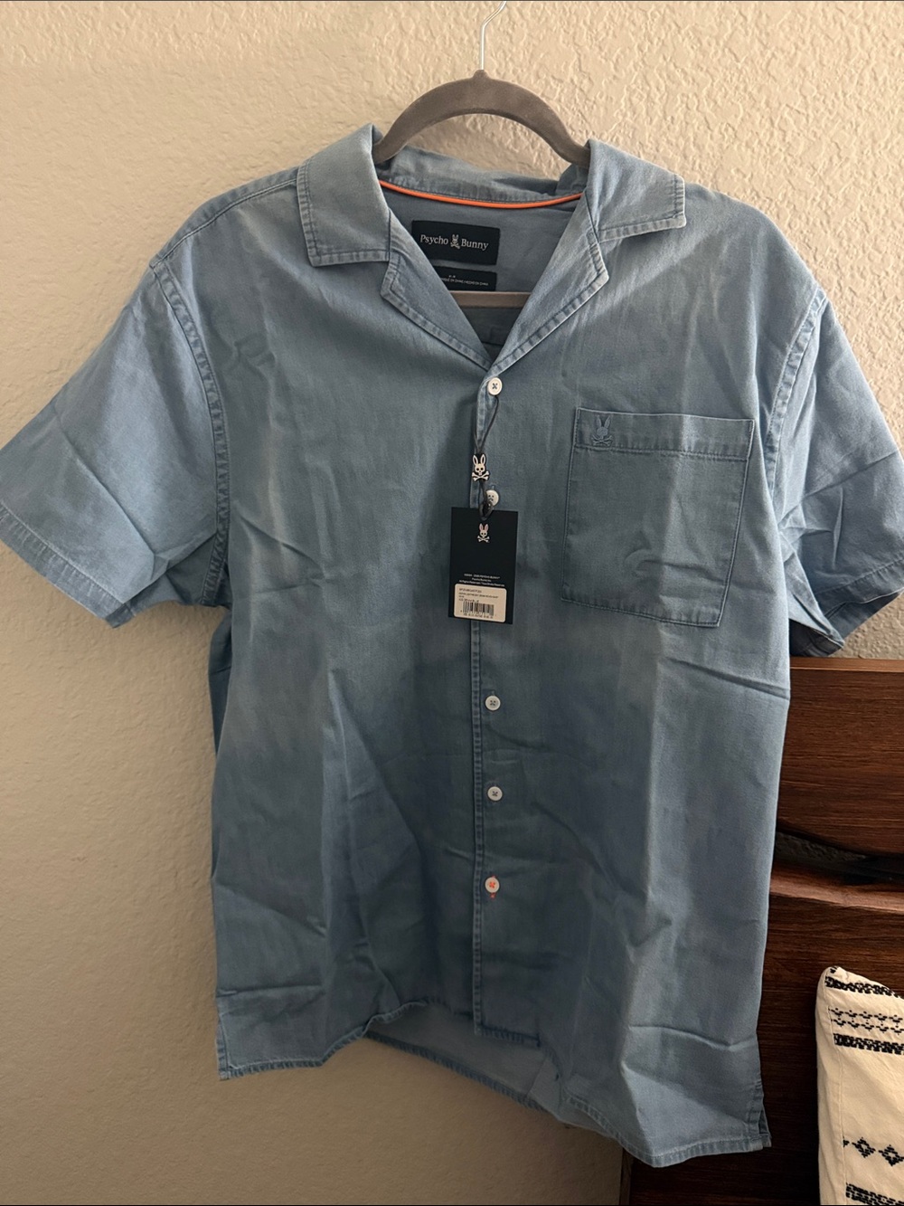 Psycho Bunny Light Blue Short-Sleeve Button-Down Camp Shirt